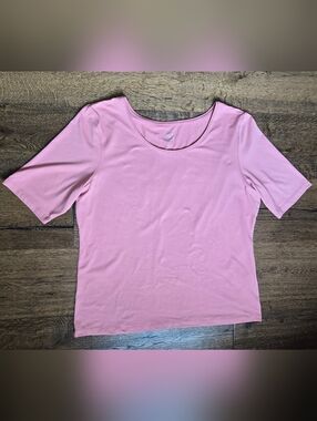 Ruby Rd Scoop Neck Short Sleeve Tee Sz Large in Soft Pink